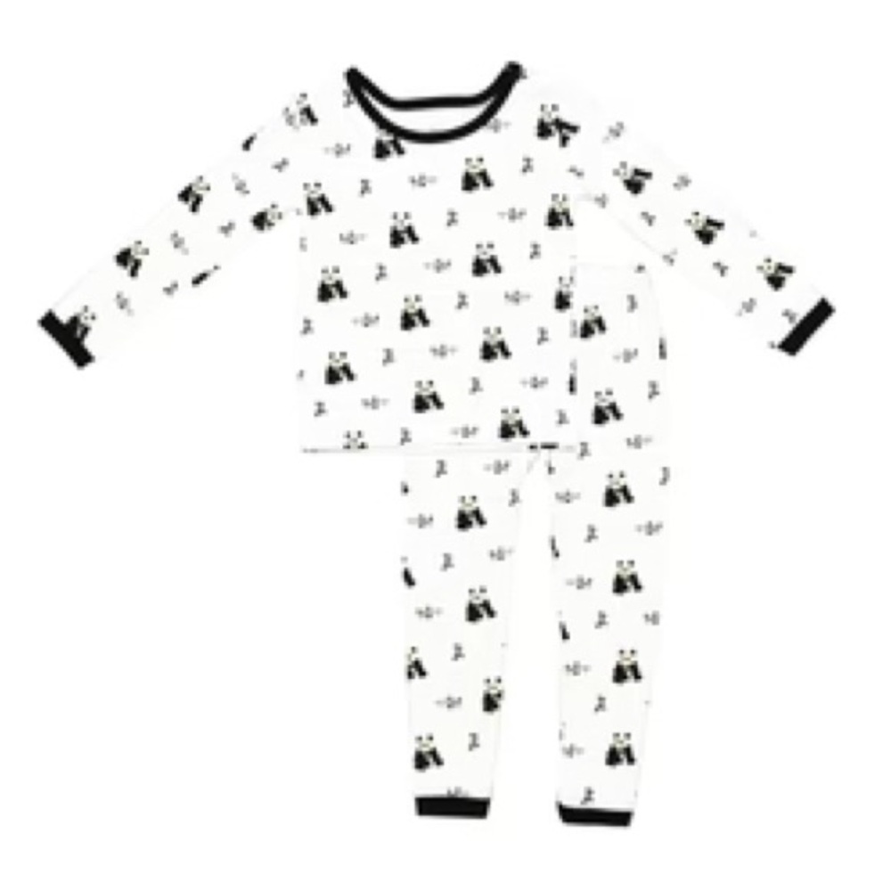 Kyte Baby 2T Long Sleeve Pajamas in Black & White Zen (panda)